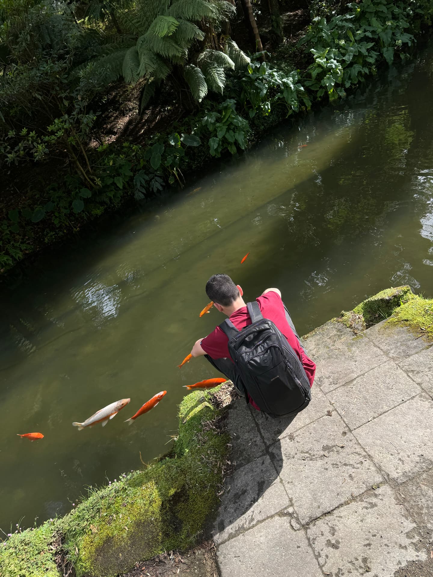 Pedro sits, thinking about how beautiful this place is, looking at all the details of nature so that he can later use them as inspiration in his work.