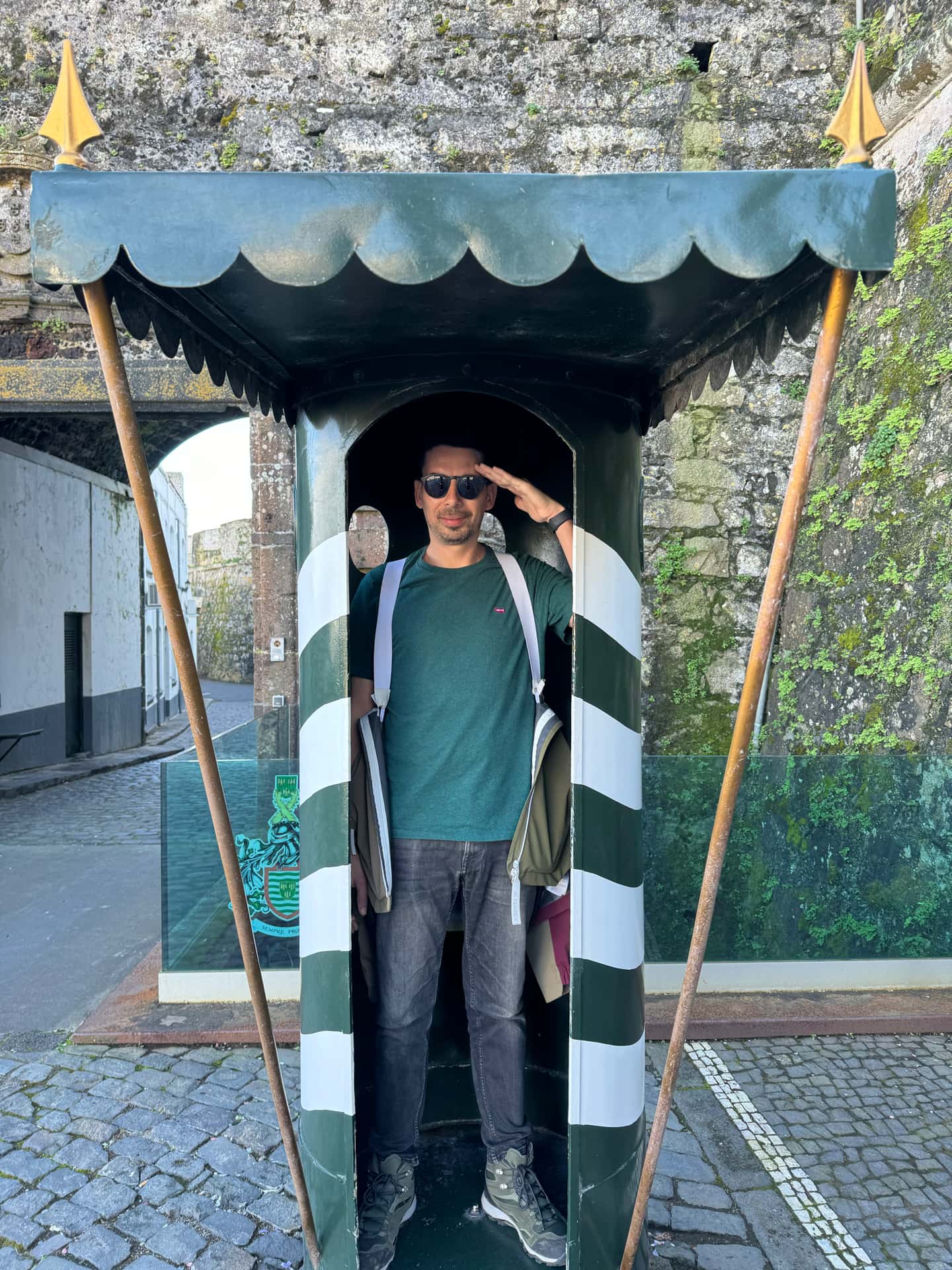 Pedro giving a salutation, to every visitor at the Military Museum in Azores.